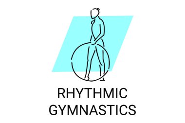 Ritmik jimnastik spor vektör çizgisi ikonu. Jimnastik yap. spor pictogram, vektör illüstrasyonu.