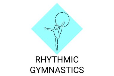 Ritmik jimnastik spor vektör çizgisi ikonu. Jimnastik yap. spor pictogram, vektör illüstrasyonu.
