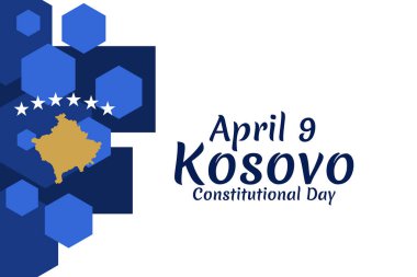 9 Nisan, Kosova Anayasa Günü 'nüz kutlu olsun. Tebrik kartı, poster ve afiş için uygun