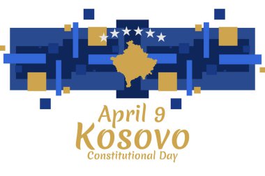 9 Nisan, Kosova Anayasa Günü 'nüz kutlu olsun. Tebrik kartı, poster ve afiş için uygun