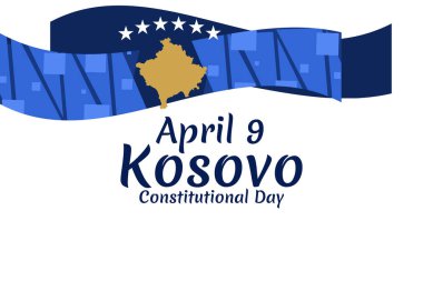 9 Nisan, Kosova Anayasa Günü 'nüz kutlu olsun. Tebrik kartı, poster ve afiş için uygun