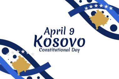 9 Nisan, Kosova Anayasa Günü 'nüz kutlu olsun. Tebrik kartı, poster ve afiş için uygun