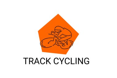 Track Bisiklet sporu vektör çizgisi simgesi. Track Bisiklet 'in motorlu sporcusu. İmzala. spor resimleme