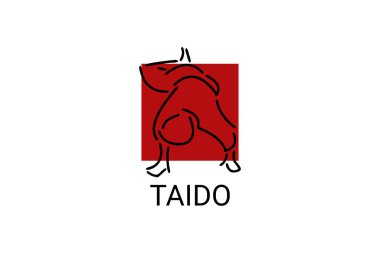 Taido (vücut şekli) spor vektör çizgisi simgesi. Sporcu, dövüş duruşu. spor resimleme.