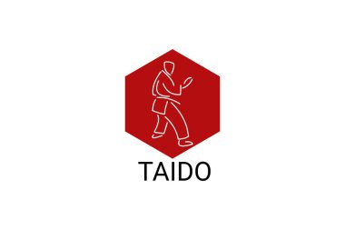 Taido (vücut şekli) spor vektör çizgisi simgesi. Sporcu, dövüş duruşu. spor resimleme.