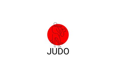 Judo sporu vektör çizgisi simgesi. Sporcu, dövüş duruşu. spor resimleme.