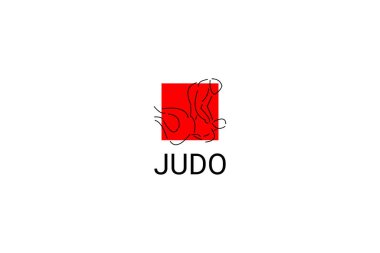 Judo sporu vektör çizgisi simgesi. Sporcu, dövüş duruşu. spor resimleme.