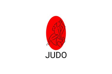 Judo sporu vektör çizgisi simgesi. Sporcu, dövüş duruşu. spor resimleme.