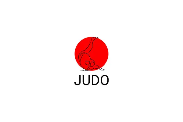 Icono Línea Vectores Judo Sport Deportista Posición Lucha Pictograma Deportivo — Vector de stock