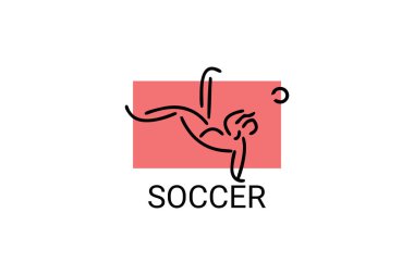 Soccer or football sport vector line icon. sportman, playing football. sport pictogram illustration. clipart