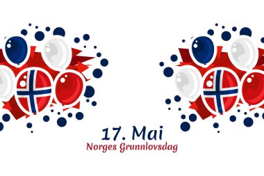 Çeviri: 17 Mayıs, Norveç Anayasa Günü. Vektör İllüstrasyonu. Tebrik kartı, poster ve afiş için uygun.