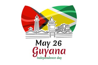 26 Mayıs, Guyana 'nın Bağımsızlık Günü. Tebrik kartı, poster ve afiş için uygun.