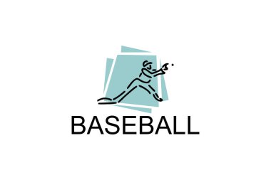 Baseball player vector line icon. batter and ball logo, equipment sign. sport pictogram illustration clipart