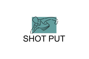 Shot, spor vektör çizgisi simgesi koydu. Atletizm antrenmanı atışı, demir top atma. spor resimleme