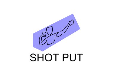 Shot, spor vektör çizgisi simgesi koydu. Atletizm antrenmanı atışı, demir top atma. spor resimleme
