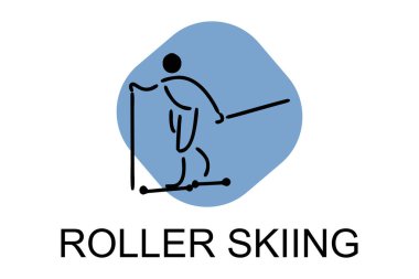 Kayak yapan oyuncu vektör çizgisi simgesi. Sokak logosu üzerinde paten çalışması, ekipman tabelası. spor resimleme