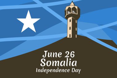 26 Haziran, Somali vektör illüstrasyonunun bağımsızlık günü. Tebrik kartı, poster ve afiş için uygun