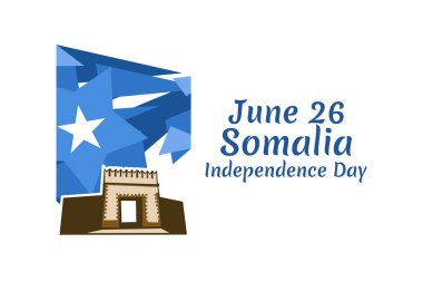 26 Haziran, Somali vektör illüstrasyonunun bağımsızlık günü. Tebrik kartı, poster ve afiş için uygun