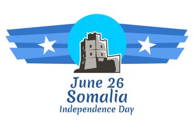 26 Haziran, Somali vektör illüstrasyonunun bağımsızlık günü. Tebrik kartı, poster ve afiş için uygun