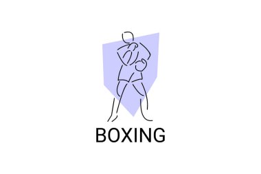 Boks sporu vektör çizgisi simgesi. Sporcu, boks pozisyonu al. spor resimleme.
