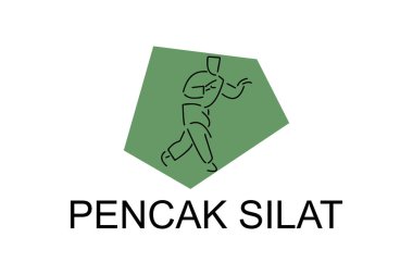 Pencak Silat spor vektör çizgisi simgesi. Sporcu, dövüş duruşu. spor resimleme.