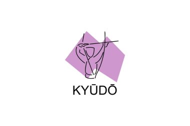 Japanese archery kyudo sport vector line icon. sportman, fighting stance. sport pictogram illustration.