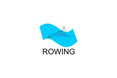 Kürek sporu vektör çizgisi simgesi. Sporcu bir sporcu, bir yarışmada kürek çekiyor. Spor işareti. spor resimleme