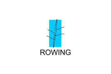 Kürek sporu vektör çizgisi simgesi. Sporcu bir sporcu, bir yarışmada kürek çekiyor. Spor işareti. spor resimleme