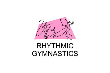 Ritmik jimnastik spor vektör çizgisi ikonu. Jimnastik yap. spor pictogram, vektör illüstrasyonu.