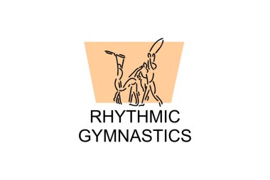 Ritmik jimnastik spor vektör çizgisi ikonu. Jimnastik yap. spor pictogram, vektör illüstrasyonu.