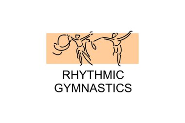Ritmik jimnastik spor vektör çizgisi ikonu. Jimnastik yap. spor pictogram, vektör illüstrasyonu.