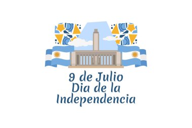 Çeviri: 9 Temmuz, Arjantin vektör illüstrasyonunun bağımsızlık günü. Tebrik kartı, poster ve afiş için uygun