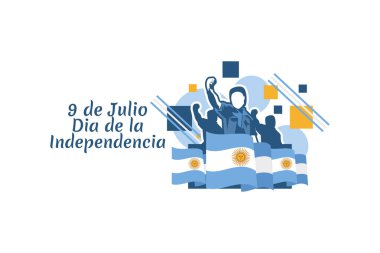 Çeviri: 9 Temmuz, Arjantin vektör illüstrasyonunun bağımsızlık günü. Tebrik kartı, poster ve afiş için uygun