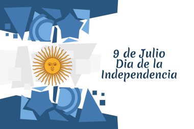 Çeviri: 9 Temmuz, Arjantin vektör illüstrasyonunun bağımsızlık günü. Tebrik kartı, poster ve afiş için uygun
