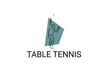 masa tenisi sporu vektör çizgisi simgesi. Masa tenisi oynamak. spor pictogram, vektör illüstrasyonu.
