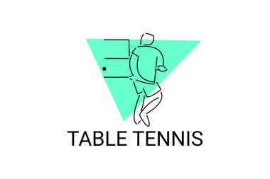 masa tenisi sporu vektör çizgisi simgesi. Masa tenisi oynamak. spor pictogram, vektör illüstrasyonu.