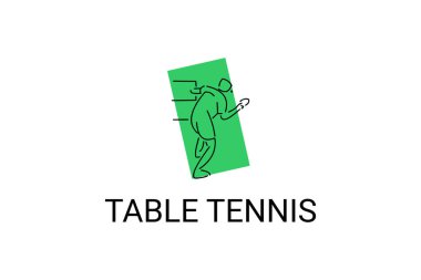 masa tenisi sporu vektör çizgisi simgesi. Masa tenisi oynamak. spor pictogram, vektör illüstrasyonu.