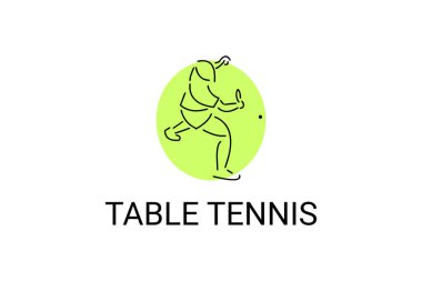 masa tenisi sporu vektör çizgisi simgesi. Masa tenisi oynamak. spor pictogram, vektör illüstrasyonu.