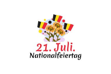 Tercümesi: 21 Temmuz, Ulusal Gün. Ulusal Gün Belçika (Nationalfeiertag) Vektör İllüstrasyonu. Tebrik kartı için uygun
