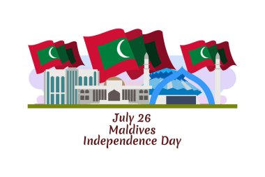 26 Temmuz, Maldivler 'in Bağımsızlık Günü. Tebrik kartı, poster ve afiş için uygun.