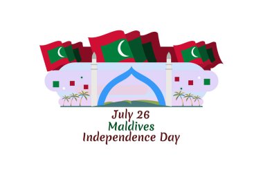 26 Temmuz, Maldivler 'in Bağımsızlık Günü. Tebrik kartı, poster ve afiş için uygun.