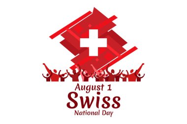1 Ağustos, İsviçre ulusal gündüz vektör çizimi. Tebrik kartı, poster ve afiş için uygun.