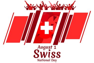 1 Ağustos, İsviçre ulusal gündüz vektör çizimi. Tebrik kartı, poster ve afiş için uygun.