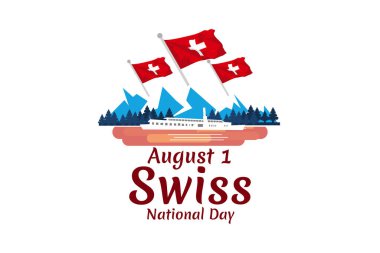 1 Ağustos, İsviçre ulusal gündüz vektör çizimi. Tebrik kartı, poster ve afiş için uygun.