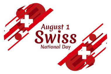 1 Ağustos, İsviçre ulusal gündüz vektör çizimi. Tebrik kartı, poster ve afiş için uygun.