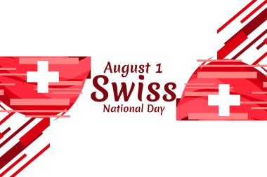 1 Ağustos, İsviçre ulusal gündüz vektör çizimi. Tebrik kartı, poster ve afiş için uygun.