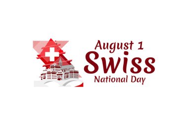 1 Ağustos, İsviçre ulusal gündüz vektör çizimi. Tebrik kartı, poster ve afiş için uygun.