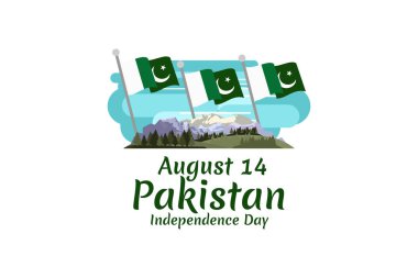 August 14, Happy Pakistan Independence Day vector illustration. Suitable for greeting card, poster and banner clipart