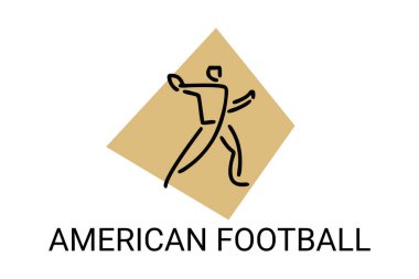 Amerikan futbolu sporu vektör çizgisi ikonu. Amerikalı futbolcu. spor pictogram, vektör illüstrasyonu.