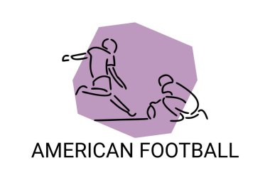 Amerikan futbolu sporu vektör çizgisi ikonu. Amerikalı futbolcu. spor pictogram, vektör illüstrasyonu.